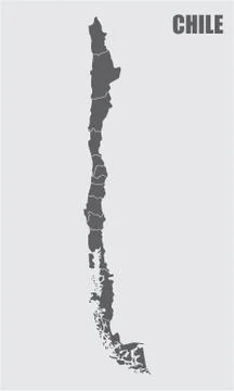 Chile regions map Stock Illustration