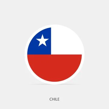 Chile round flag icon with shadow. Stock Illustration