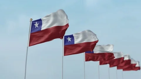 Chile  Row Of Flags Animation Video stock 136193863