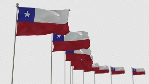 Chile Row Of Flags Animation Include Alpha Channel  Stock-Footage 163000455