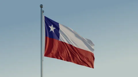 Chile Santiago Flag loop Cinematic Realistic Waving Blue Sky Stockbeeldmateriaal 303207445