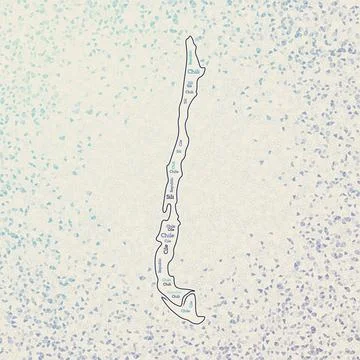 Chile shape whith country names word cloud in multiple languages. Chile bor.. Illustrazione stock