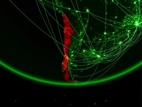 Chile from space with network Stock Illustration
