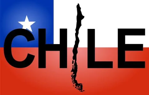 Chile text with map Stock Illustration