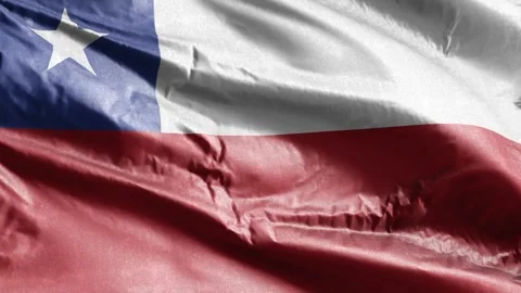 Chile textile flag slow waving on the wind loop. Chilean banner smoothly sway Stock Footage 168920378