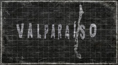 Chile Valparaiso Typography Map Stock Illustration