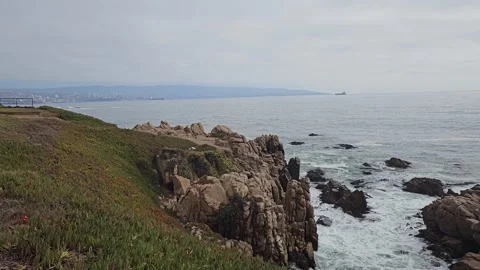 Chile, Viña del Mar – Concón, Reñaca, Coastal Walk, Cloudy Day [8K] Stock-Footage 331544142