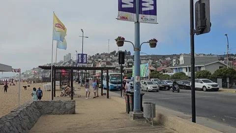Chile, Viña del Mar – Concón, Reñaca, Coastal Walk, Cloudy Day [8K] Stock Footage 331545321