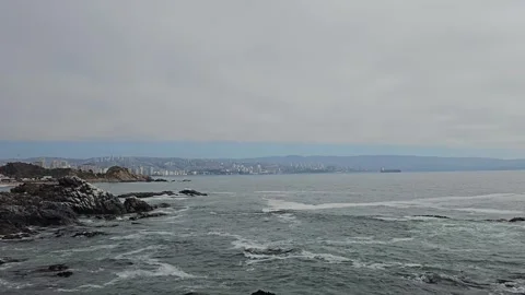 Chile, Viña del Mar – Concón, Reñaca, Coastal Walk, Cloudy Day [8K] Stock-Footage 331549907
