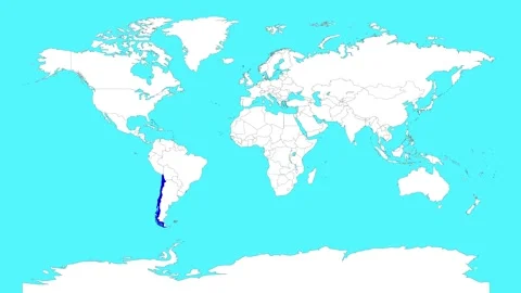 Chile in world map animation.Silhouette map of Chile 動画素材 309851919