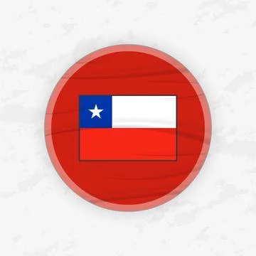 Chilean Flag in a Circular Emblem Design, Abstract Round Sticker Illustration Stock Illustration