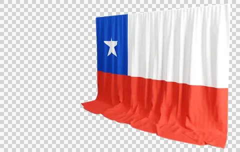 Chilean Flag Curtain in 3D Rendering Representando el Orgullo Chileno Stock Illustration