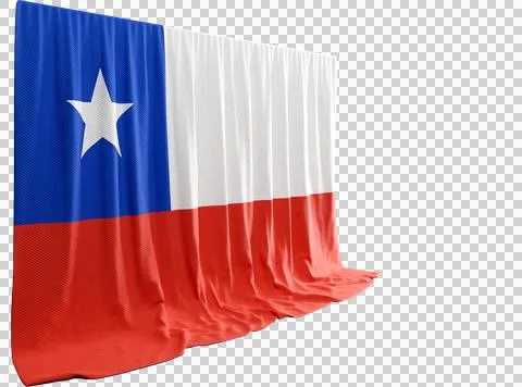 Chilean Flag Curtain in 3D Rendering Representando el Orgullo Chileno Stock Illustration