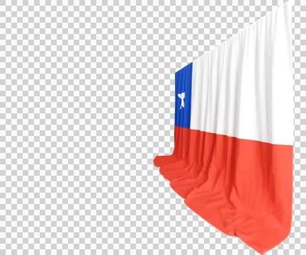 Chilean Flag Curtain in 3D Rendering Representando el Orgullo Chileno Stock Illustration