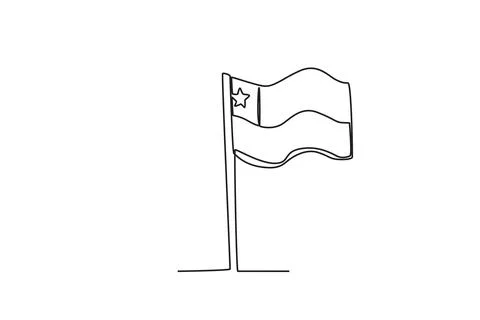 A Chilean flag flutters on a pole Stock Illustration