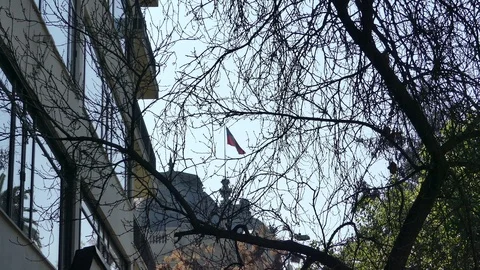  Chilean flag as it slowly stops trembling Stock Footage 94979557