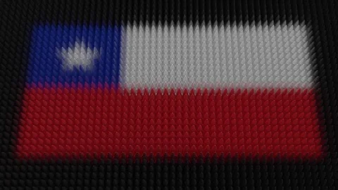 Chilean Flag Light Shining on Scrolling Bullets Stock Footage 287739201