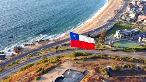 Chilean flag waving 4k Video stock 326817373