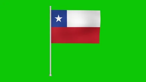 Chilean flag waving gently on a pole against a vibrant green screen background Stock Footage 317543281