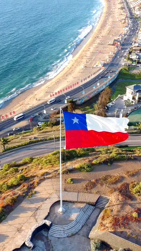 Chilean flag waving vertical Video stock 326817904
