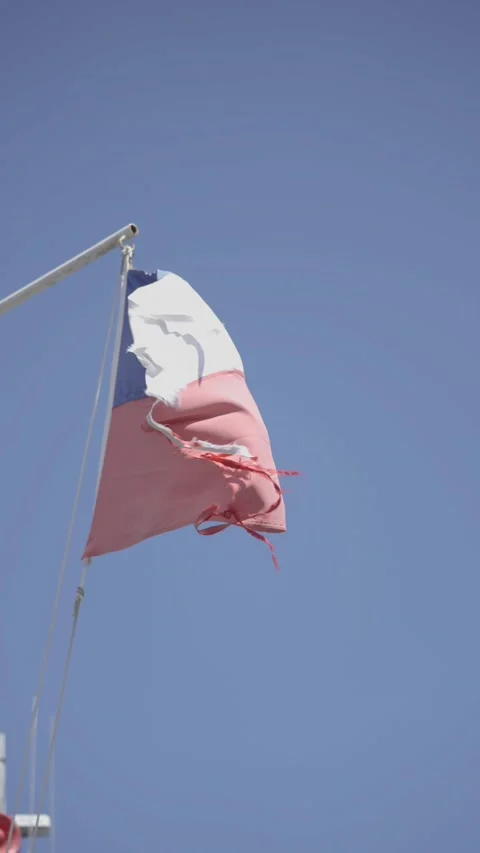 Chilean Flag Waving in the Wind Stock Footage 308576886