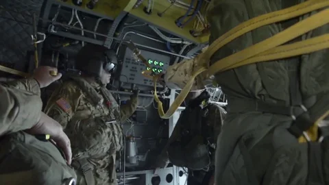 Chilean forces waiting to jump off an US Army CH-47 Chinook helicopter Video stock 81701165