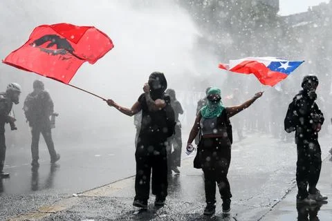 Chilean students launch national strike against education budget cuts, Santiago, Stock Photos