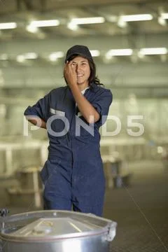 Chilean woman at winery Stock Photos