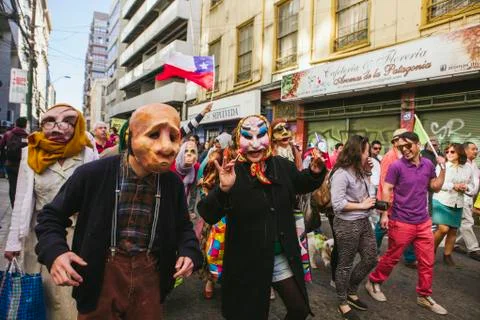 Chileans Protest Private Pension System Stock Photos