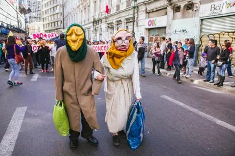 Chileans Protest Private Pension System Stock Photos