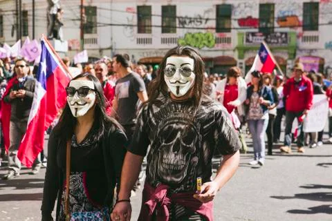 Chileans Protest Private Pension System Stock-Fotos