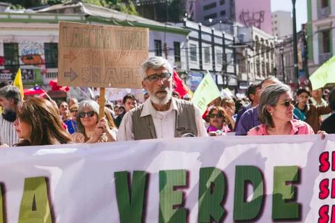 Chileans Protest Private Pension System Stock Photos