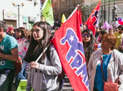 Chileans Protest Private Pension System Stock Photos