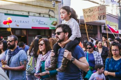 Chileans Protest Private Pension System Stock Photos
