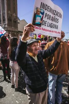 Chileans Protest Private Pension System Stock Photos
