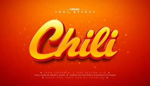 Chili 3D Text Effect Design Editable and Scalable Vector Graphic Style Effect Stock Illustration