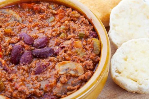 Chili and biscuits Stock Photos