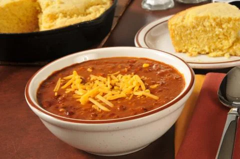 Chili and cornbread Stock Photos