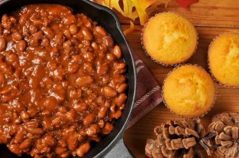 Chili and cornbread Stock Photos