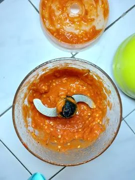 Chili and tomato paste Stock Photos