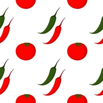 Chili and tomato seamless pattern Stock Illustration