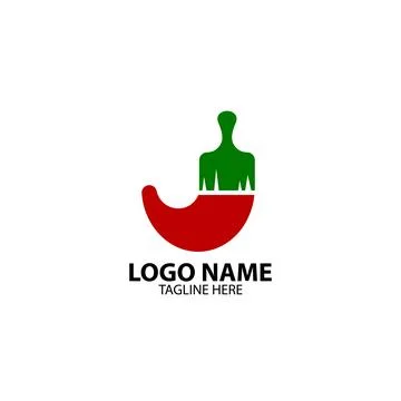 Chili brush logo design vector Stock Illustration