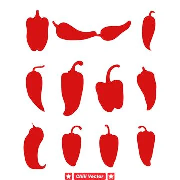 Chili Craze Dynamic Vector Silhouettes  Perfect for Culinary Enthusiasts Stock Illustration