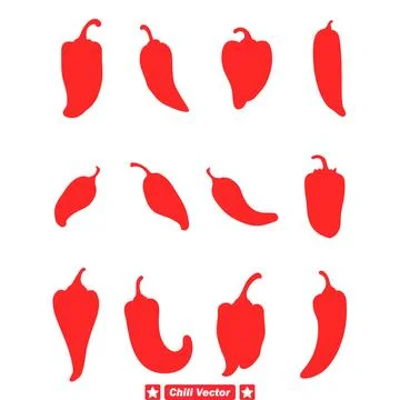 Chili Extravaganza Dynamic Vector Silhouettes  Ideal for Culinary Brands Stock Illustration