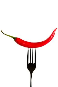 Chili on a fork Stock Photos