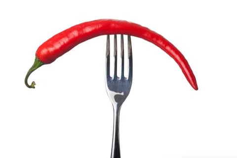 Chili on a fork Stock Photos