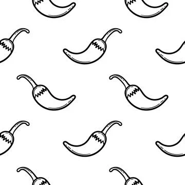Chili hand drawn seamless pattern Illustrazione stock