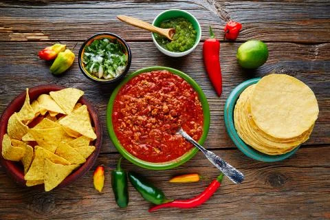 Chili with meat platillo Mexican food Stock Photos
