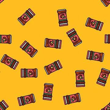 Chili oil condiment vector seamless pattern 스톡 일러스트