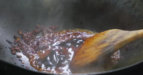 Chili paste in a pan ready to stir-fry. Stock Footage 226280907